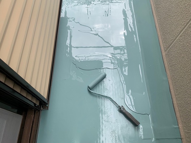 千葉市原市の外壁塗装のお客様バルコニーウレタン塗布施工2回目